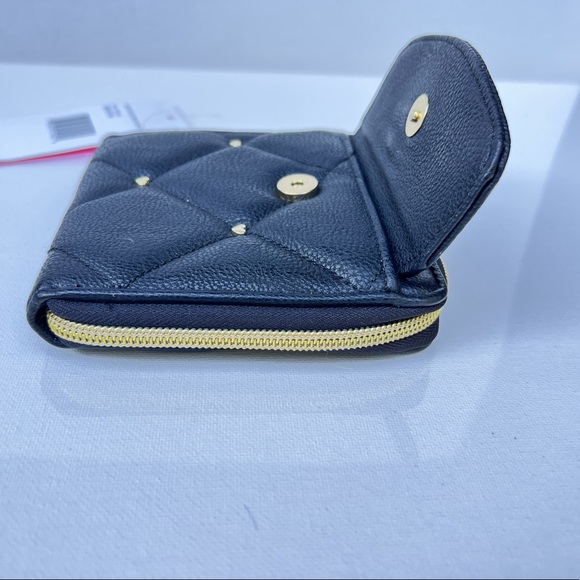 Betsey Johnson Black Quilted Bow Turnlock Zip Clutch Wallet BB15150 - Picture 5 of 10